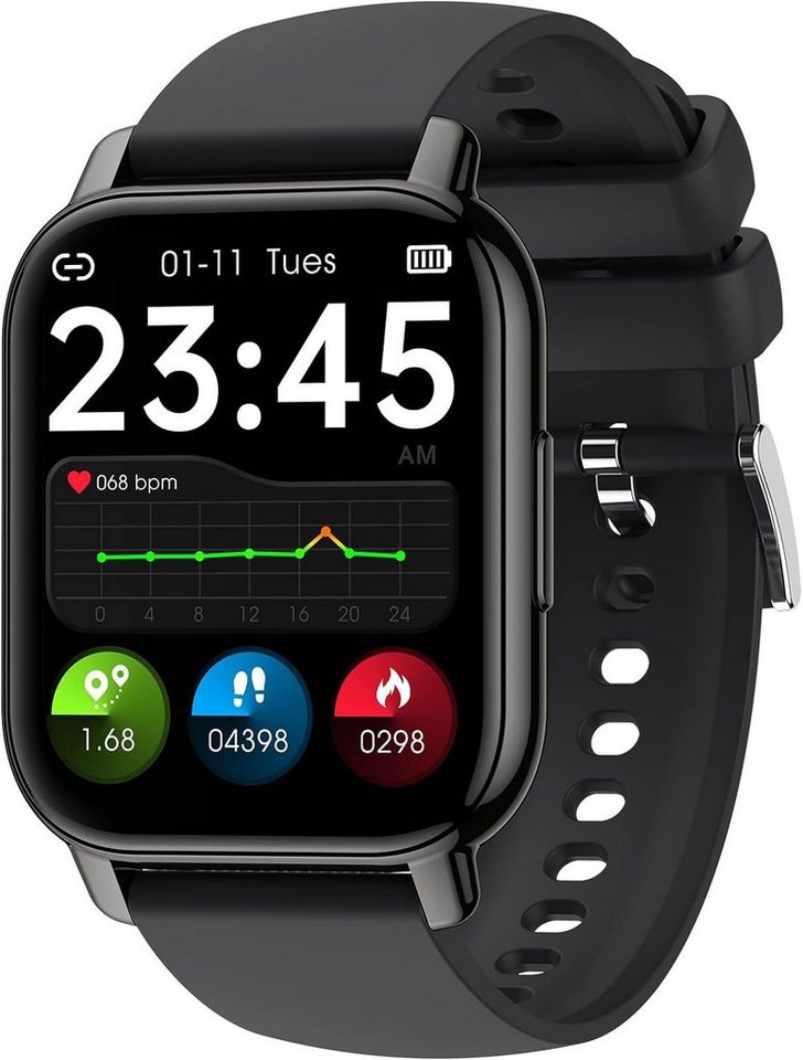 SUPBRO Smartwatch (1,85 Zoll, Android iOS), Armbanduhr Bluetooth Anruf Musiksteuerung IP68 Wasserdicht Fitnessuhr von SUPBRO