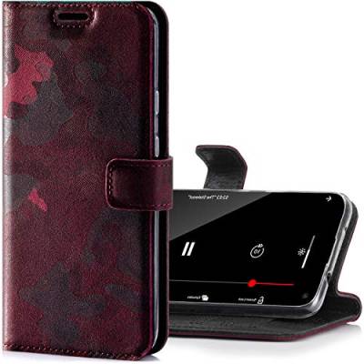 SURAZO Handyhülle für Samsung Galaxy A32 5G – Premium Echtleder Hülle Schutzhülle mit [Standfunktion, Kartenfach, RFID Schutz] – Klapphülle Wallet case Handmade in Europe (Camo Burgund) von SURAZO