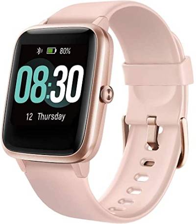 SURFOU Smartwatch Damen, Fitnessuhr 9 Sportmodi GPS 5ATM Wasserfest, Fitness Watch mit Herzfrequenz-/Schlafüberwachung 7-10 Tage Nutzung, Geschenk für Frauen, Pink, One Size von SURFOU