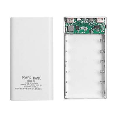 SVRITE 18650 Power Bank Box 5V 2.1A LCD Display 20000MAh Power Board für 6X18650 DIY Powerbank Case (Weiß) von SVRITE