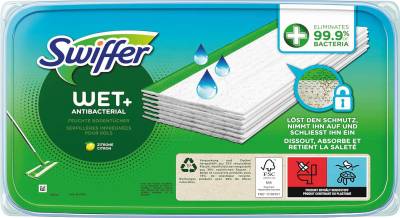 SWIFFER 234297 - Swiffer Feuchte Bodentücher, WET+, Nachfüllpackung, 10 Stück von SWIFFER