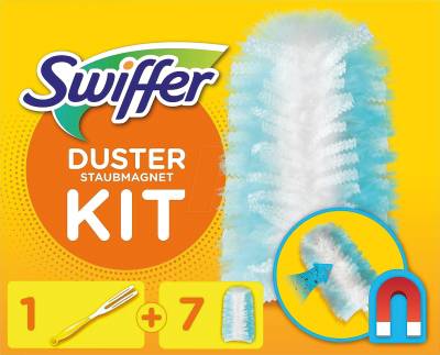 SWIFFER 591661 - Swiffer Staubmagnet Starterset, Griff + 7 Tücher von SWIFFER