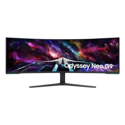 Samsung Odyssey Neo G95NC Curved Gaming Monitor, 57 Zoll, VA-Panel, 7.680 x 2.160 Pixel, Quantum Mini LED, Freesync Premium Pro, Bildwiederholrate 240 Hz, Reaktionszeit 1 ms (G/G), Weiß von Samsung