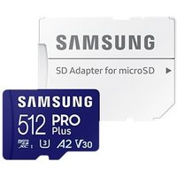 Samsung PRO Plus 512 GB microSDXC-Speicherkarte (180 MB/s, Class U3, V30, A2) von Samsung
