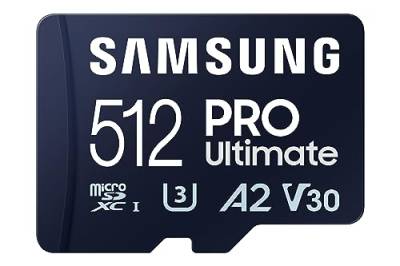 Samsung PRO Ultimate microSD Speicherkarte, 512 GB, UHS-I U3, 200 MB/s Lesen, 130 MB/s Schreiben, Inkl. SD-Adapter, Für Smartphone, Drohne oder Action-Cam von Samsung