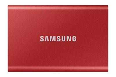 Samsung Portable SSD T7, 1 TB, USB 3.2 Gen.2, 1.050 MB/s Lesen, 1.000 MB/s Schreiben, Externe SSD Festplatte für Mac, PC, Smartphone und Spielkonsole, Metallic Red, MU-PC1T0R/WW von Samsung