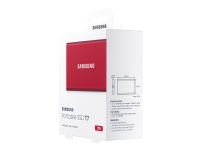 Samsung Portable SSD T7, 1000 GB, USB Typ-C, 3.2 Gen 2 (3.1 Gen 2), 1050 MB/s, Passwortschutz, Rot von Samsung