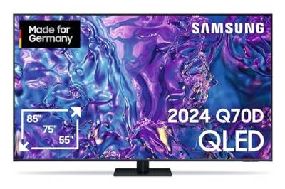 Samsung QLED 4K Q70D Fernseher 75 Zoll, Samsung TV mit Quantum Prozessor Lite 4K, 4K AI Upscaling, Samsung Tizen OS, Motion Xcelerator 120 Hz, Smart TV, GQ75Q70DATXZG, Deutsches Modell [2024] von Samsung