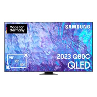 Samsung QLED 4K Q80C 98 Zoll Fernseher (GQ98Q80CATXZG, Deutsches Modell), Smart-TV, Direct Full Array, Neural Quantum Prozessor 4K, Real Depth Enhancer [2023] von Samsung