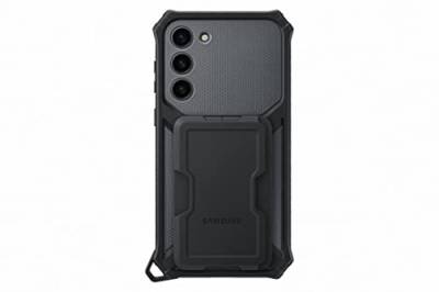 Samsung Rugged Gadget Smartphone Case EF-RS916 für Galaxy S23+, Handy-Hülle, Standfuß, Kratzfest, Fingerhalterung, Kartenfach, Black von Samsung