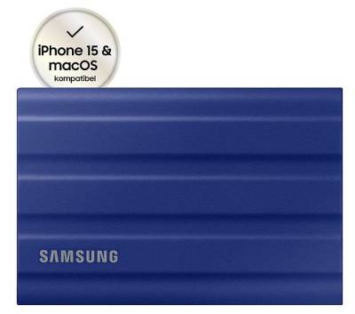 Samsung T7 Shield MU-PE1T0R - SSD - verschlüsselt - 1TB - extern (tragbar) - PCs, Macs, Android-Geräte, Smart TVs - USB 3,2 Gen 2 (USB-C Steckverbinder) - 256-Bit-AES - Blau (MU-PE1T0R/EU) von Samsung