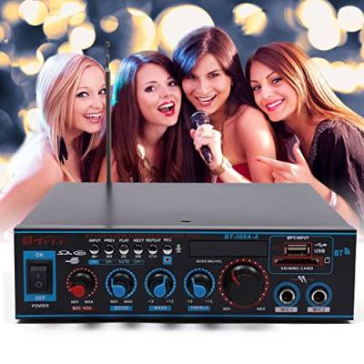 HiFi Stereo Bluetooth Verstärker Leistungsverstärker 2 Kanal Audioverstärker MP3 Player mit Fernbedienung Funktion Surround Amplifier für Heimkinosysteme von SanBouSi