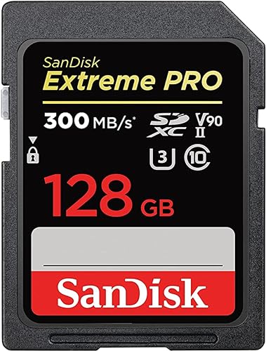 SanDisk Extreme PRO SDHC UHS-II Speicherkarte V90 128 GB (300 MB/s, 8K-, 4K- und Full-HD-Videoaufnahmen, RescuePRO Deluxe, stoßsicher, temperaturbeständig, wasserdicht und röntgensicher) von SanDisk