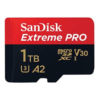 SanDisk Extreme PRO microSDXC UHS-I Speicherkarte 1 TB + Adapter & RescuePRO Deluxe (Für Smartphones, Actionkameras oder Drohnen, A2, Class 10, V30, U3, 200 MB/s Übertragung) von SanDisk