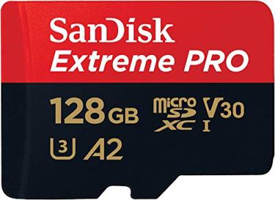 SanDisk Extreme PRO microSDXC UHS-I Speicherkarte 128 GB + Adapter & RescuePRO Deluxe (Für Smartphones, Actionkameras oder Drohnen, A2, Class 10, V30, U3, 200 MB/s Übertragung) von SanDisk