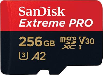 SanDisk Extreme PRO microSDXC UHS-I Speicherkarte 256 GB + Adapter & RescuePRO Deluxe (Für Smartphones, Actionkameras oder Drohnen, A2, Class 10, V30, U3, 200 MB/s Übertragung) von SanDisk