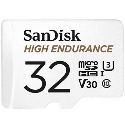 SanDisk High Endurance microSDHC Speicherkarte 32 GB + Adapter (Für Dash-Cams und private Überwachungskameras, 100 MB/s Lesen, V30 für Full-HD und 4K-Videos) von SanDisk