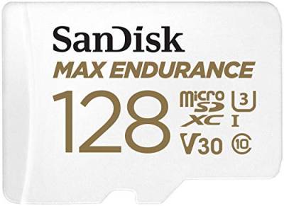 SanDisk MAX ENDURANCE Video Monitoring for Dashcams & Home Monitoring 128 GB microSDXC Memory Card + SD Adaptor 60,000 Hours Endurance von SanDisk