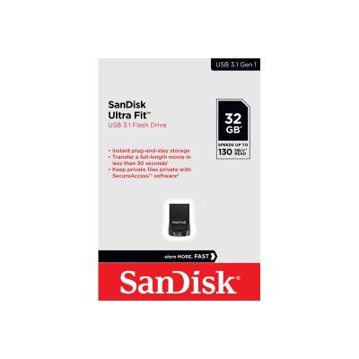 SanDisk USB 3.1 Stick 32GB, Ultra Fit Typ-A, (R) 130MB/s, (W) 60MB/s, Retail-Blister von SanDisk