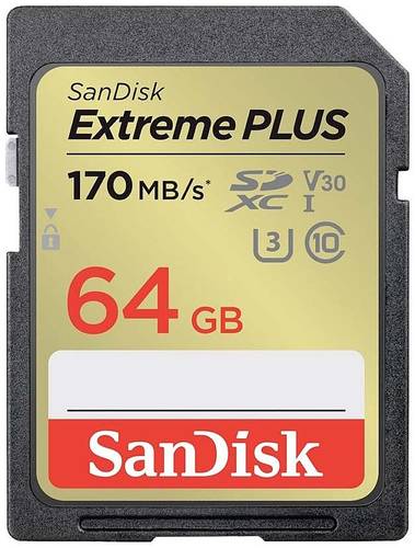 SanDisk Extreme PLUS SDXC-Karte 64GB UHS-Class 3stoßsicher, Wasserdicht von Sandisk