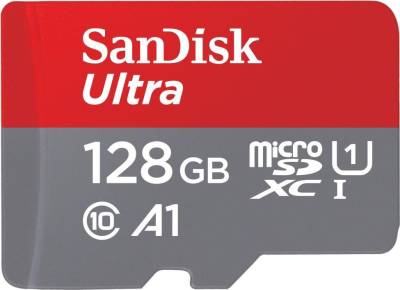 SanDisk Ultra - Flash-Speicherkarte (microSDXC-an-SD-Adapter inbegriffen) - 128GB - A1 / UHS Class 1 / Class10 - microSDXC UHS-I (SDSQUAB-128G-GN6MA) von Sandisk