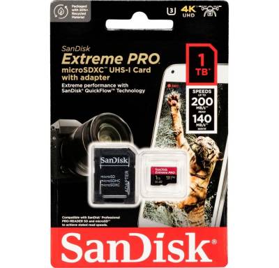 Sandisk Micro SDXC Karte 1TB Extreme Pro UHS-I U3 4K 200 MB/s V30 A2 Class 10 Speicherkarte von Sandisk
