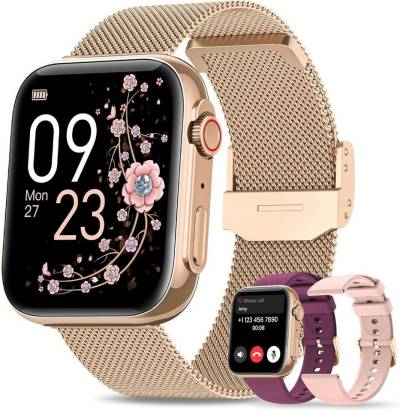 Sanorum Smartwatch Damen mit Telefonfunktion Smartwatch (4.7 cm/1,85 Zoll, Always-On-Display) Armbanduhr mit Periodenverfolgung, 120+ Sport, Herzfrequenz, SpO2 Schlafmonitor, Fitness Tracker IP68 für iOS Android von Sanorum