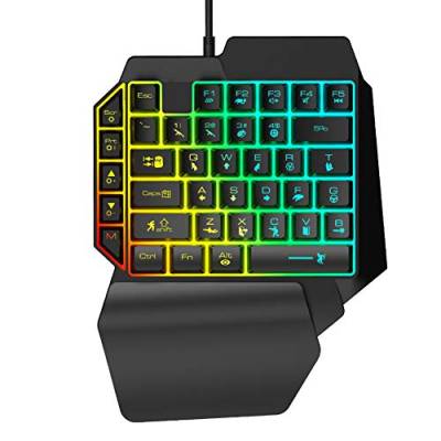 Einhand-RGB-Gaming-Tastatur, mechanische Gaming-Tastatur, tragbare Mini-Tastatur für PUBG-Gaming mit auffälliger Beleuchtung von Sanpyl