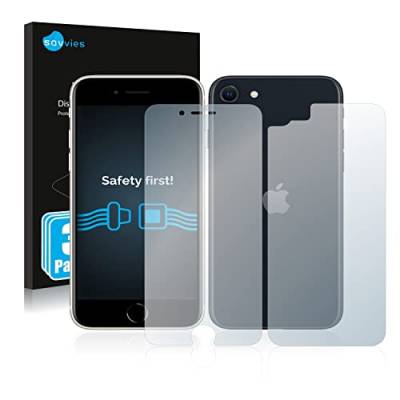Savvies 6 Stück Schutzfolie für Apple iPhone SE 3 2022 (Display+Rückseite) Displayschutz-Folie Ultra-Transparent von Savvies