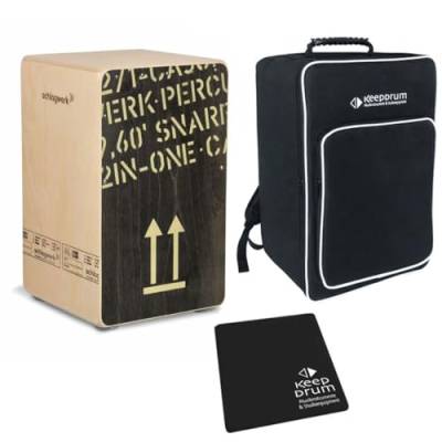 Schlagwerk CP404 BLK Cajon + keepdrum Rucksack-Tasche + Sitzpad von Schlagwerk