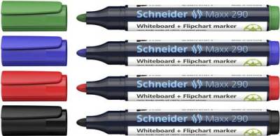Schneider Schreibgeräte Maxx 290 129094 Whiteboardmarker Schwarz, Rot, Blau, Grün 4St. von Schneider Schreibgeräte