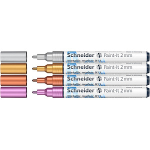Schneider 011 Lackmarker farbsortiert 2,0 mm, 4 Set von Schneider