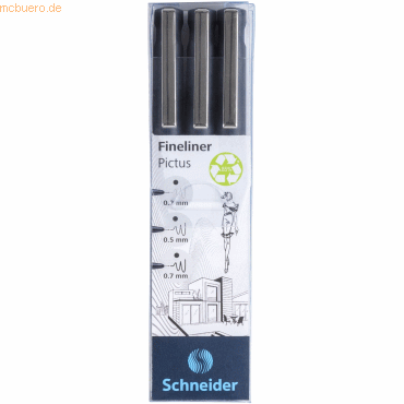 Schneider Fineliner Pictus 0,3/0,50,7mm schwarz VE=3 Stück von Schneider