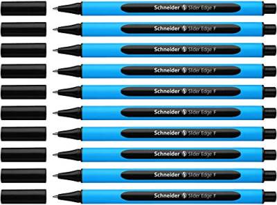 Schneider Slider Edge F Kugelschreiber (Dreikant-Stift mit Strichbreite F=Feinstrich, Kappenmodell) 10er Packung cyan-schwarz von Schneider
