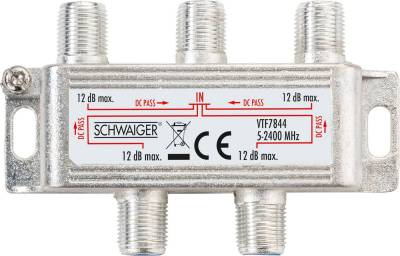 Schwaiger SAT-Verteiler VTF7844 531 (verteilt ein Signal auf vier Teilnehmer), für Kabel-, Antennen- und Satellitenanlagen von Schwaiger
