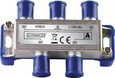Schwaiger SAT-Verteiler VTF8824 241 (verteilt ein Signal auf vier Teilnehmer), für Kabel- und Antennenanlagen von Schwaiger