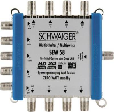 Schwaiger SEW58 531 SAT Multischalter Eingänge (Multischalter): 5 (4 SAT/1 terrestrisch) Teilnehmer von Schwaiger