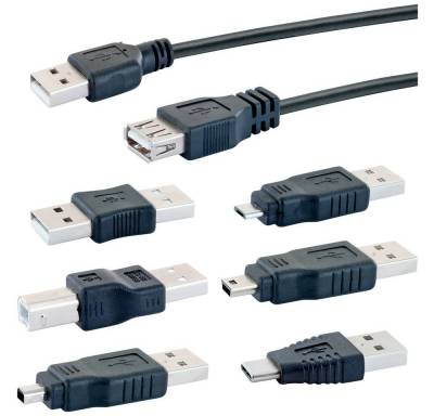 Schwaiger USB 2 Verlängerungskabel inkl. 6 x USB 2 Adapter USB-Adapter von Schwaiger