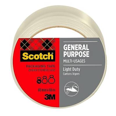 Scotch Klarsicht-Verpackungsband, 1 Rolle strapazierfähiges Verpackungsband, 48 mm x 66 m – ideal zum Verschließen von Paketen und Versandkartons von Scotch