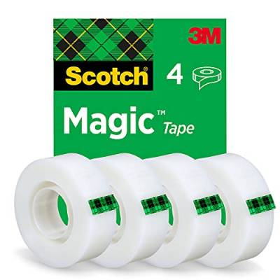 Scotch Magic Tape - 4 Rollen, 19 mm × 33 m - Unsichtbares Klebeband für allgemeine Zwecke zur Reparatur, Etikettierung und Versiegelung von Dokumenten von Scotch