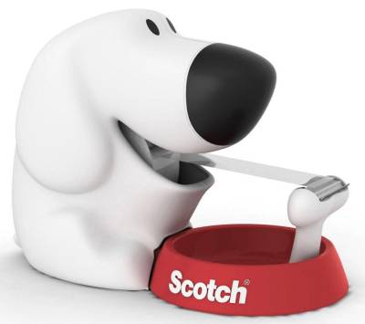 Scotch Tischabroller Hund-Abroller + 1 Rolle weiß von Scotch