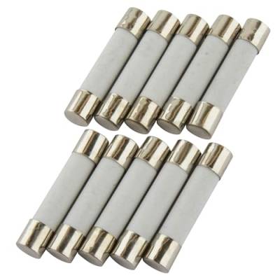 10er Packung SeKi Keramik Sicherung 6,3A, 6x30mm, Träge; Glassicherung Feinsicherung 250V von SeKi