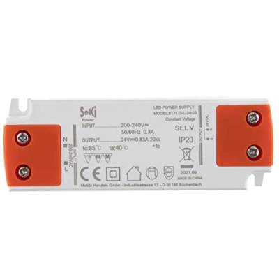 SeKi LED-Netzteil L-20-24 - 24V - 0,83A - 20W; LED Treiber - Transformator - Netzteil - Driver - Trafo, weiss, 20 Watt (0,83A) von SeKi