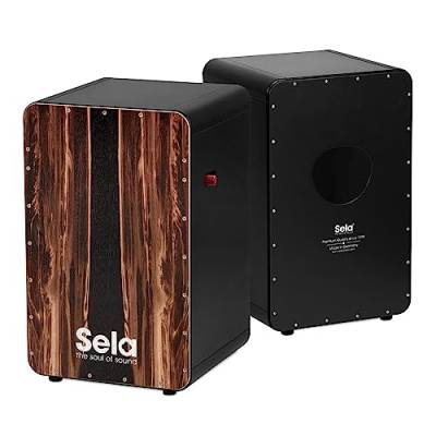 Sela SE 107 CaSela Black Pro Dark Nut Snare Cajon - mit On/Off-Mechanik, spielfertig aufgebaut von Sela