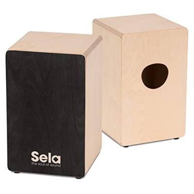 Sela SE 118 Primera Black - Cajon für Einsteiger und Fortgeschrittene - inkl. Sela Snare System, 12 mm Birkenkorpus, spielfertig aufgebaut, Made in Germany von Sela