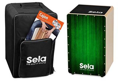 Sela SE 131 EN Varios Green Cajon Bundle mit Rucksack, Sitzpad, englischer Anfängerschule, CD und DVD von Sela