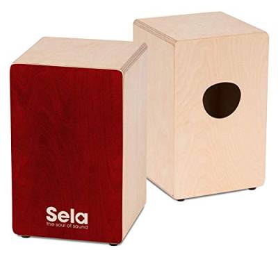 Sela SE 165 Primera Cajon Red mit Sela Snare System, aufgebaut, für Einsteiger und Fortgeschrittene, Made in Germany von Sela