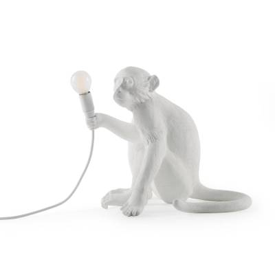 SELETTI Monkey Lamp LED-Dekolampe, weiß, sitzend von Seletti