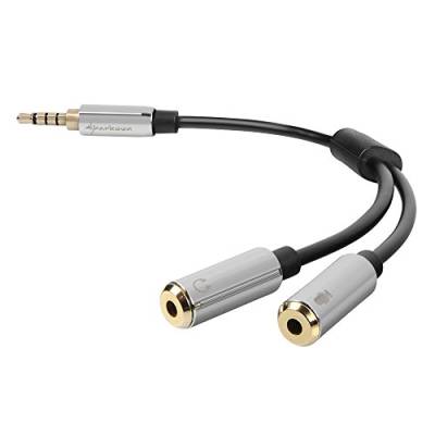 Sharkoon PMP35 Kabel Combo Audio Adapter 12 cm silber von Sharkoon