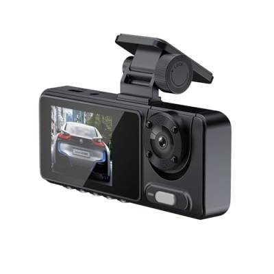 Shkalacar 3 Kameras Dashcam Auto Vorne Hinten mit WLAN, Mehrsprachiger Weitwinkel Autokamera mit 2 Zoll LCD Display, Klare Nachtsicht, 24 Stunden Parküberwachung, Dashboard Recorder für Auto von Shkalacar